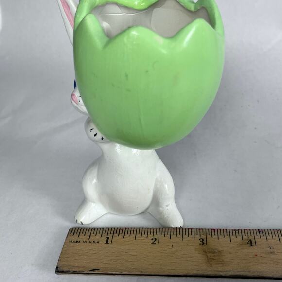 Vintage Ceramic Anthropomorphic Bunny Rabbit Egg Planter Vase Easter Kitschy - Picture 14 of 14